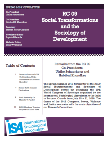 RC09 newsletter - spring 2018